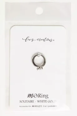 Anillo decorativo para portaplumillas MoRing Solitaire White Gold Moblique