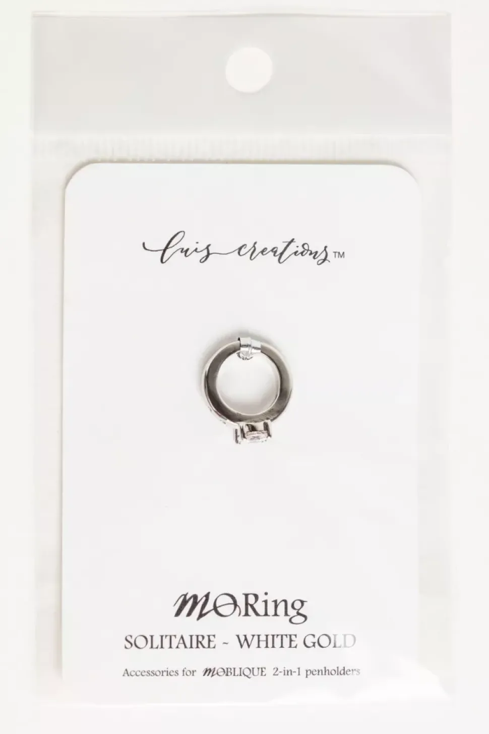 Anillo decorativo para portaplumillas MoRing Solitaire White Gold Moblique