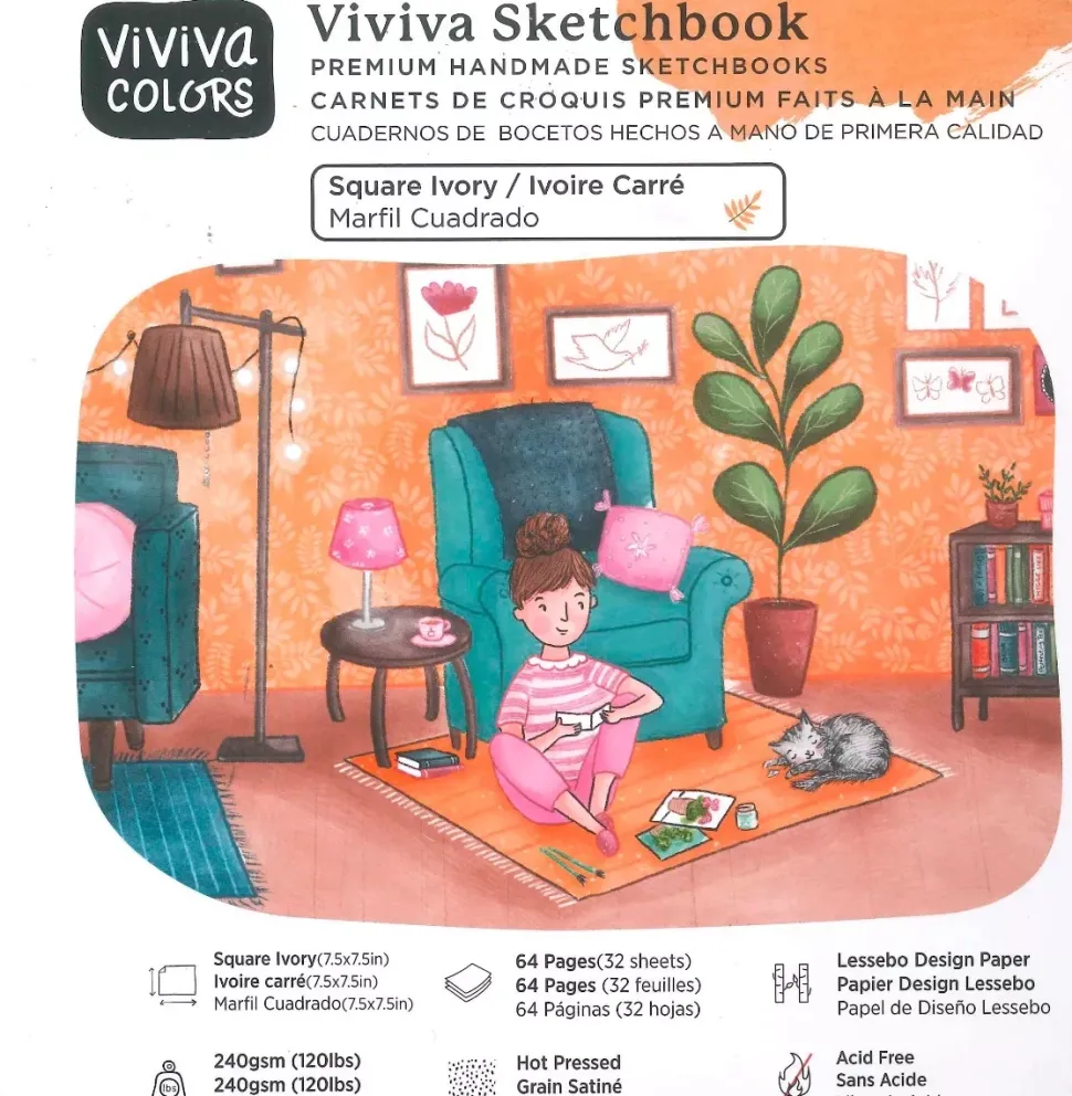 Bloc de Dibujo Hecho a Mano Viviva Colors 19,5x19,5cm 240g/m²