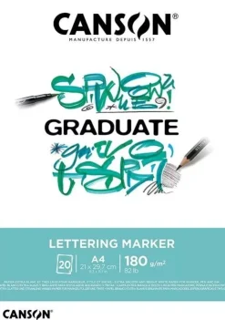 Bloc Graduate Lettering Marker Encolado 1 Lado Extra Liso Grano Fino Canson A4 180g/m²