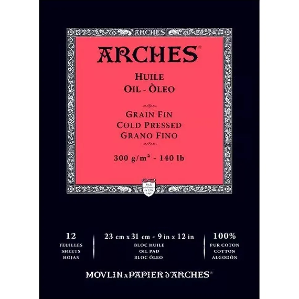 Bloc Óleo encolado a 1 lado Grano Fino 300g/m² Arches 23x31cm