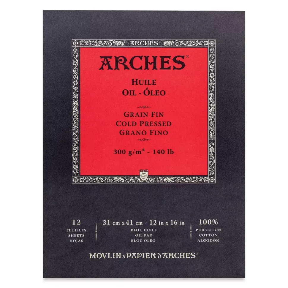 Bloc Óleo encolado a 1 lado Grano Fino 300g/m² Arches 31x41cm