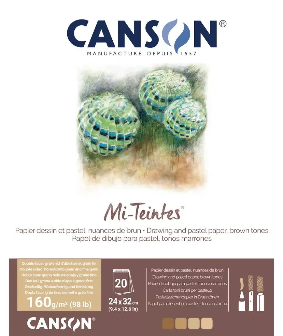 Bloc Mi-Teintes para Pastel Tonos Marrones Canson 24x32cm 160g/m²