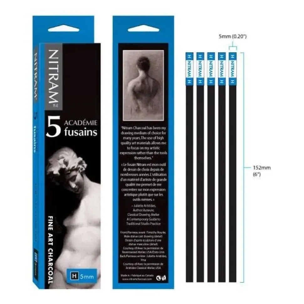 Caja 5 carboncillos duros H Nitram 5mm