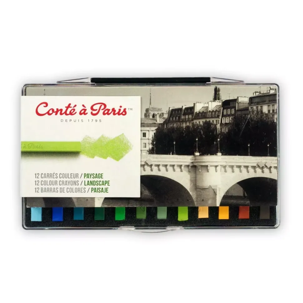 Caja 12 Carrés de colores Paisajes Surtidos Conté à Paris
