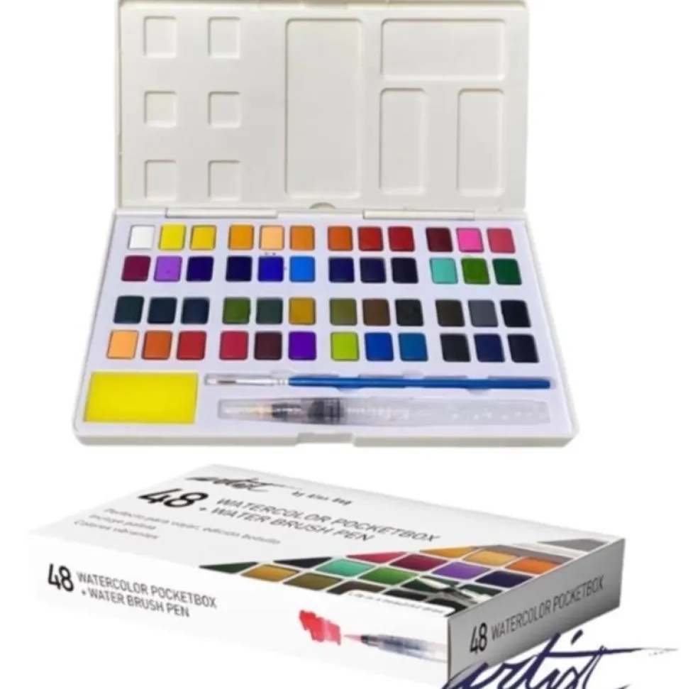 Caja 48 godets acuarela y pinceles Artist Pocketbox Alex Bog