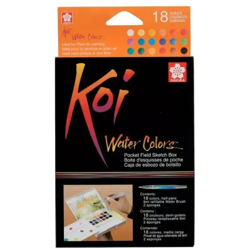 Caja 18 pastillas de acuarela Koi Sakura