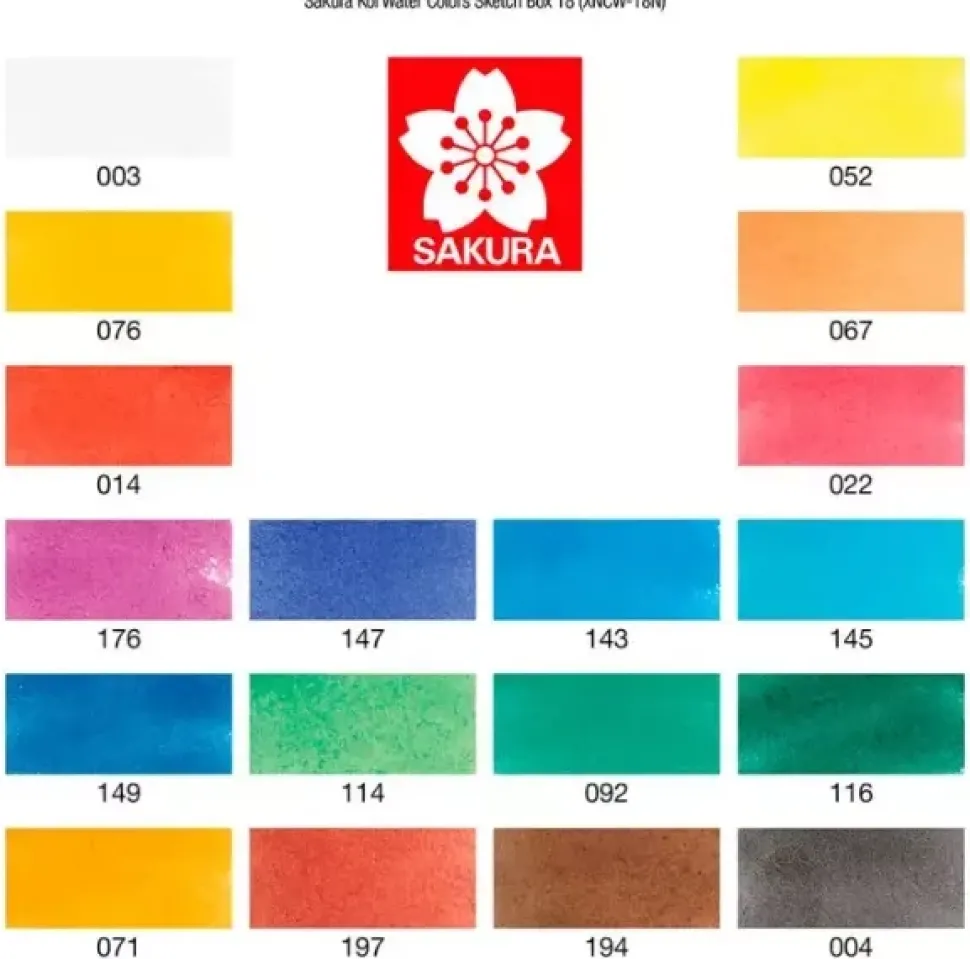 Caja 18 pastillas de acuarela Koi Sakura