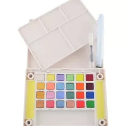 Caja 24 pastillas de acuarela nacaradas y metálicas Koi Sakura