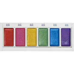 Caja de 6 acuarelas Gem Colors Kuretake Gansai Tambi