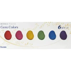 Caja de 6 acuarelas Gem Colors Kuretake Gansai Tambi