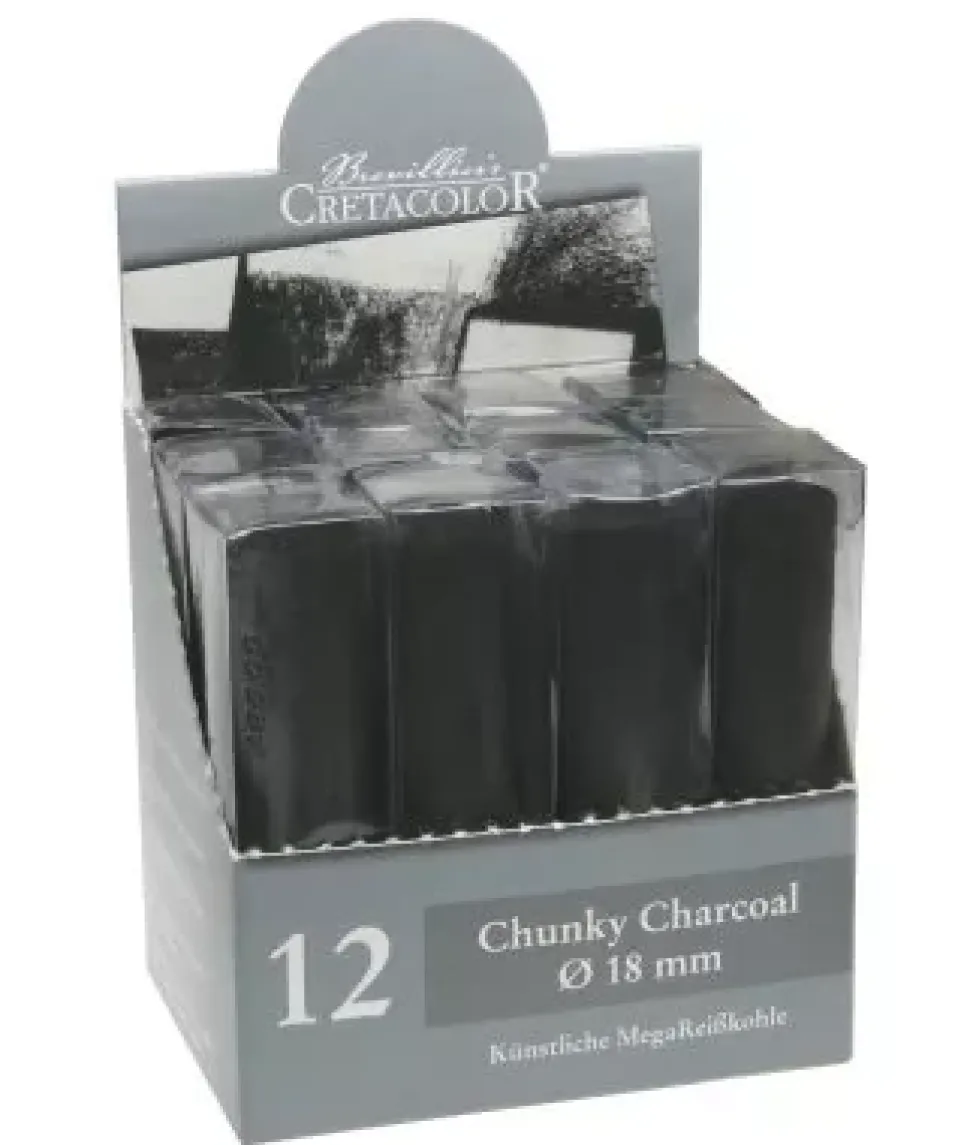 Caja de 12 Barras de Carbón Prensado Chunky Negro 495 00 Cretacolor