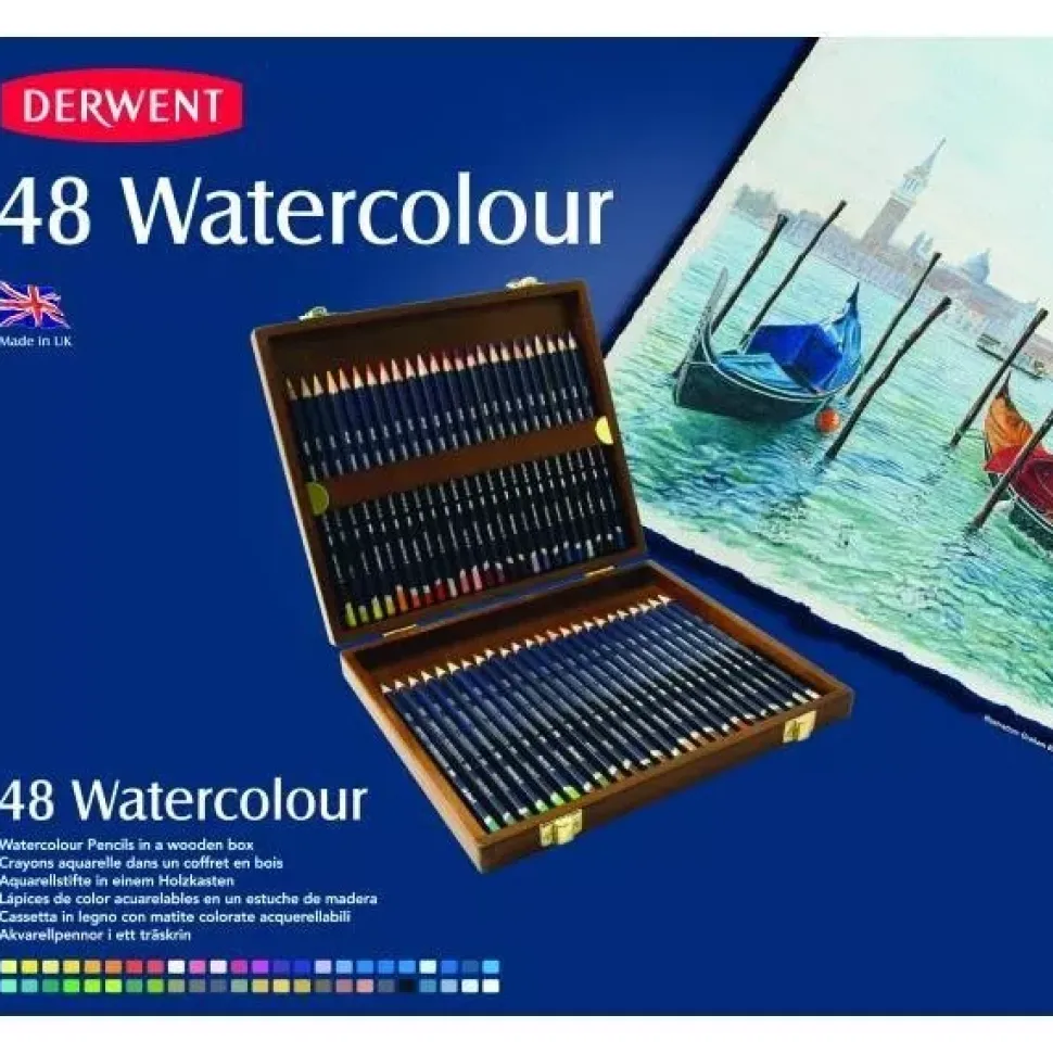 Caja de madera 48 lápices Watercolour Derwent