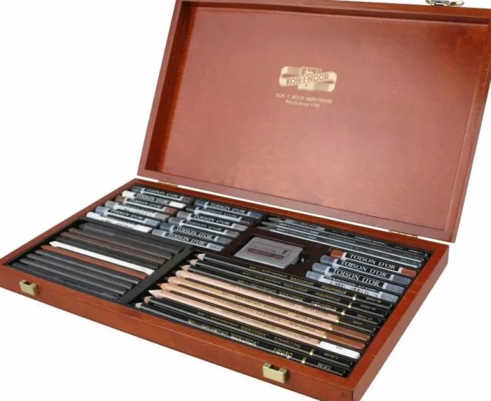 Caja de madera 39 piezas dibujo Gioconad Koh-i-Noor
