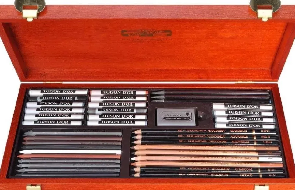 Caja de madera 39 piezas dibujo Gioconad Koh-i-Noor