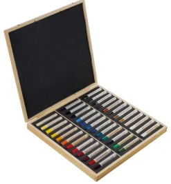 Caja de madera con 36 óleos en barra extra fino Sennelier