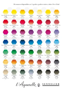 Caja de Madera con 98 Tubos L'Aquarelle Extrafina Sennelier 10ml