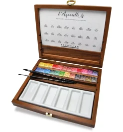 Caja de Madera de Lujo con 24 Pastillas Aquarelle Extra Fine Sennelier