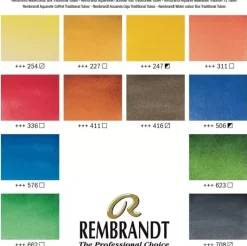 Caja de madera Traditional 12 tubos acuarela Rembrandt 10ml