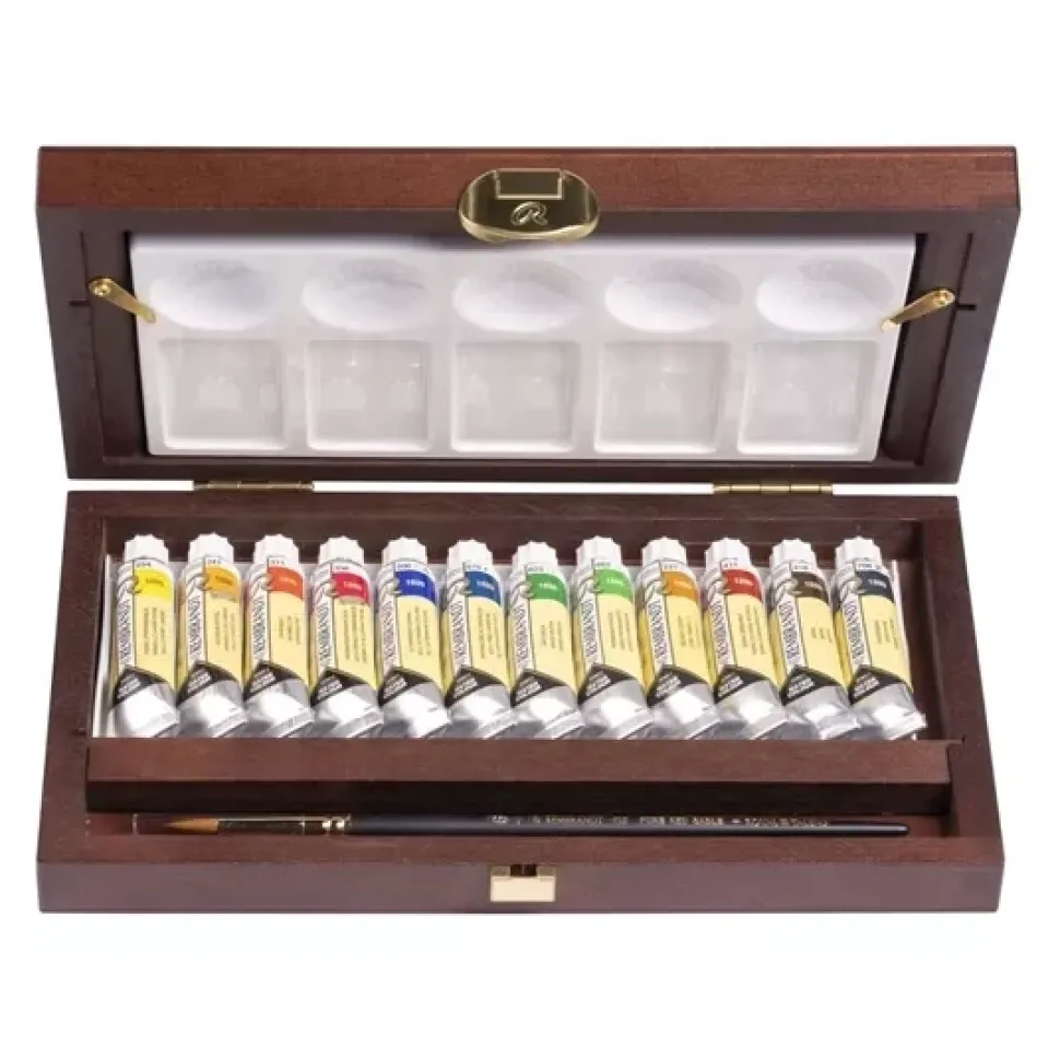 Caja de madera Traditional 12 tubos acuarela Rembrandt 10ml