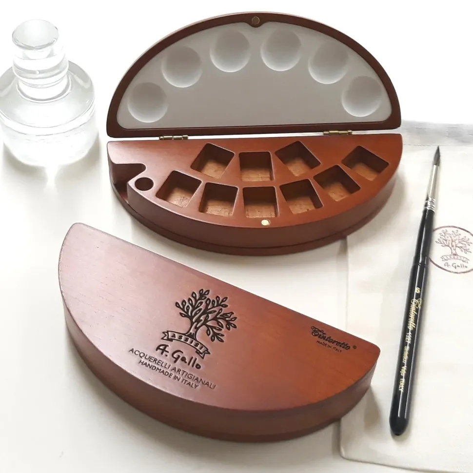 Caja de madera vacía para 9 medios godets Serie 1327 A. Gallo