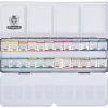 Caja de metal 24 medios godets de acuarela Horadam Schimcke