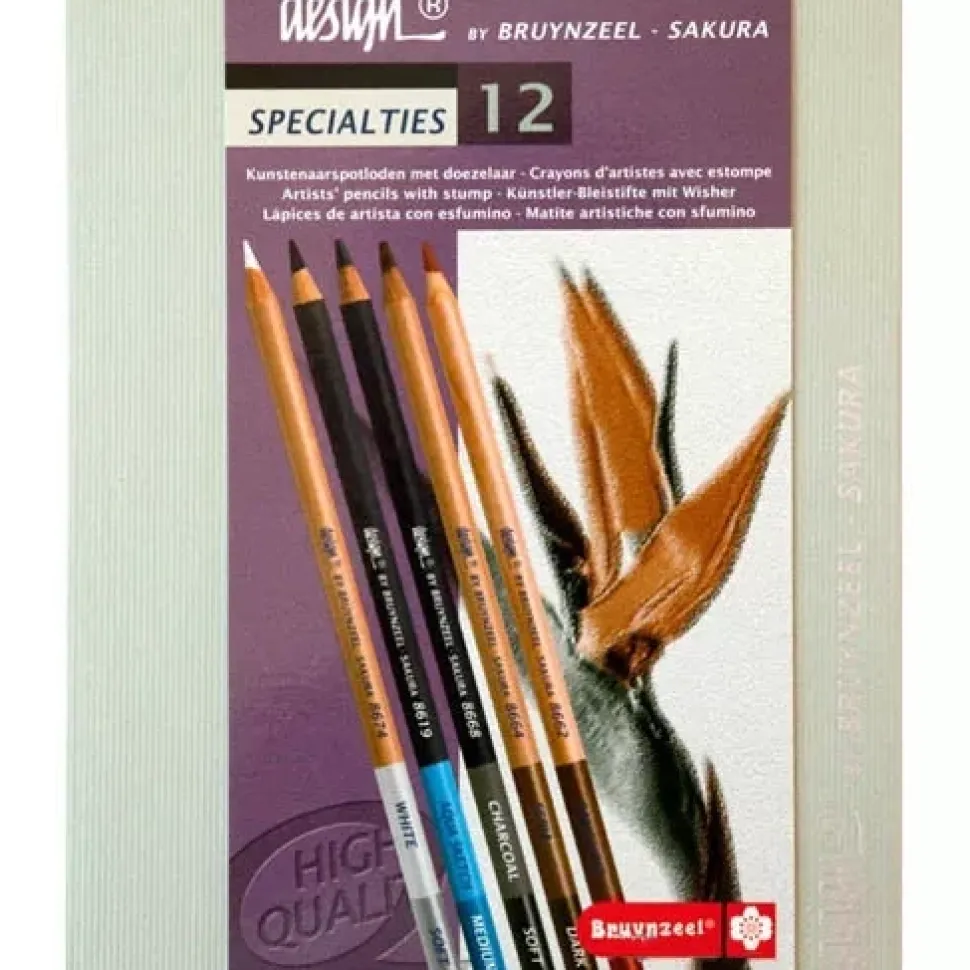 Caja Madera de 12 Lápices con esfuminio para Dibujo Bruynzeel - Sakura