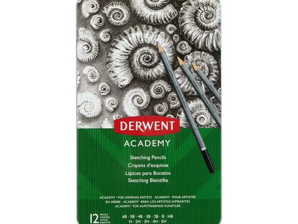 Caja Metálica 12 Lápices Academy Bocetos Derwent