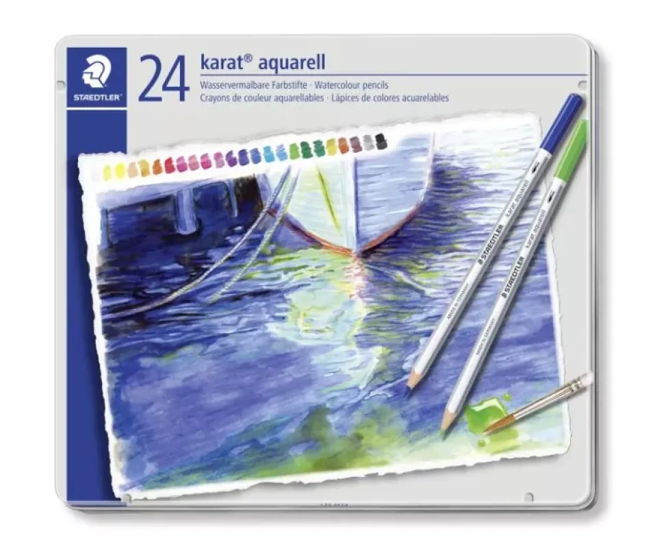 Caja metálica 24 lápices acuarelables Karat 125 Staedtler