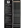 Caja metálica 6 lápices carbón Lumograph 100B Staedtler