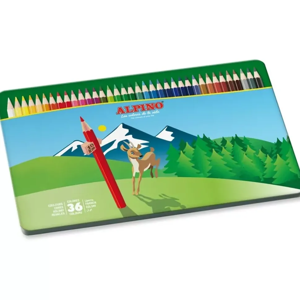 Caja Metálica 36 Lápices De Colores Alpino