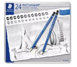 Caja metálica 24 lápices de grafito Lumograph 100 Staedtler