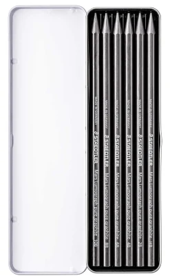 Caja metálica 6 lápices de grafito puro Design Journey Staedtler