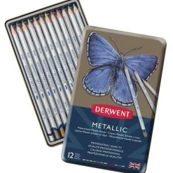 Caja metálica 12 lápices metálicos acuarelables Derwent
