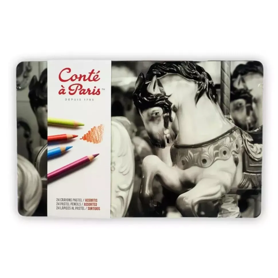 Caja metálica 24 lápices pastel Surtido Conté à Paris