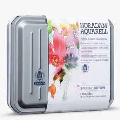 Caja metálica 12 medios godets Floral Horadam Schmincke