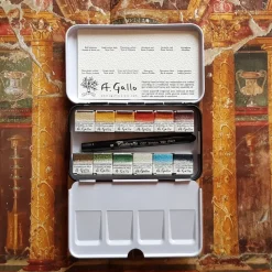 Caja metálica 12 medios godet acuarela Naturale A. Gallo