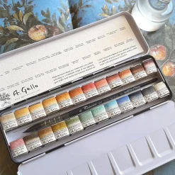 Caja metálica 24 medios godet acuarela Naturale A. Gallo
