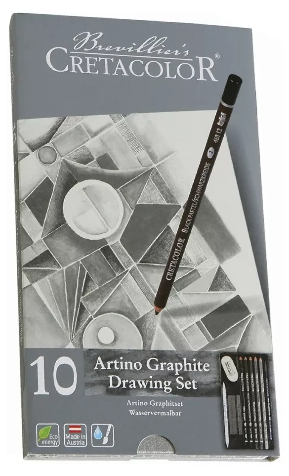 Caja metálica 10 piezas grafito Cretacolor