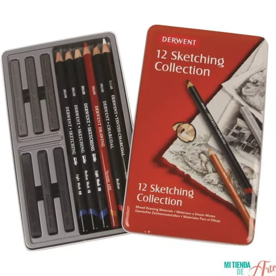 Caja metálica 12 piezas Sketching Collection Derwent