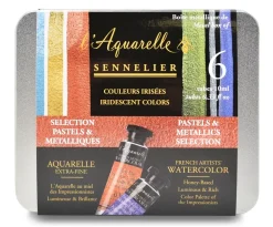 Caja Metálica 6 Tubos Acuarela Extrafina Irisada Pasteles Sennelier 10ml