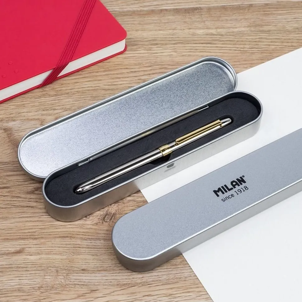 Caja metálica bolígrafo 4 funciones Milan