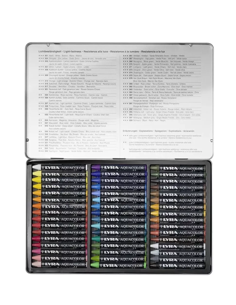 Caja metálica de 48 ceras acuarelables Aquacolor Lyra