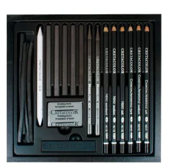 Caja metálica de 20 piezas de carboncillo Black Box Cretacolor
