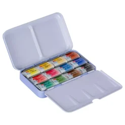 Caja metálica de acuarelas 12 godets White Nights