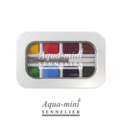 Caja metálica de acuarelas 8 medias pastillas Sennelier