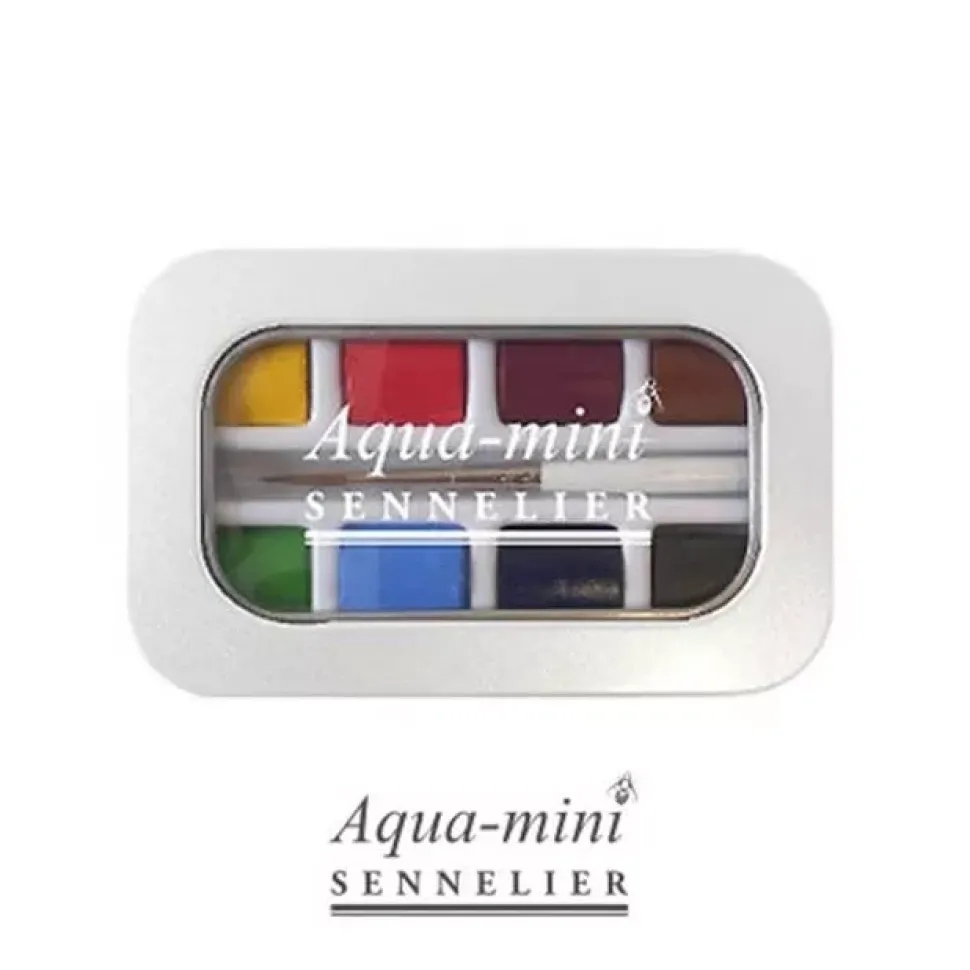 Caja metálica de acuarelas 8 medias pastillas Sennelier