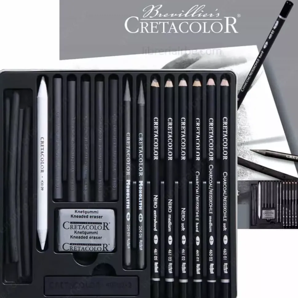 Caja negra de madera 20 piezas para dibujo Cretacolor