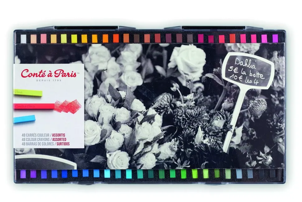 Caja plástico 48 pasteles blandos surtidos Conté à Paris