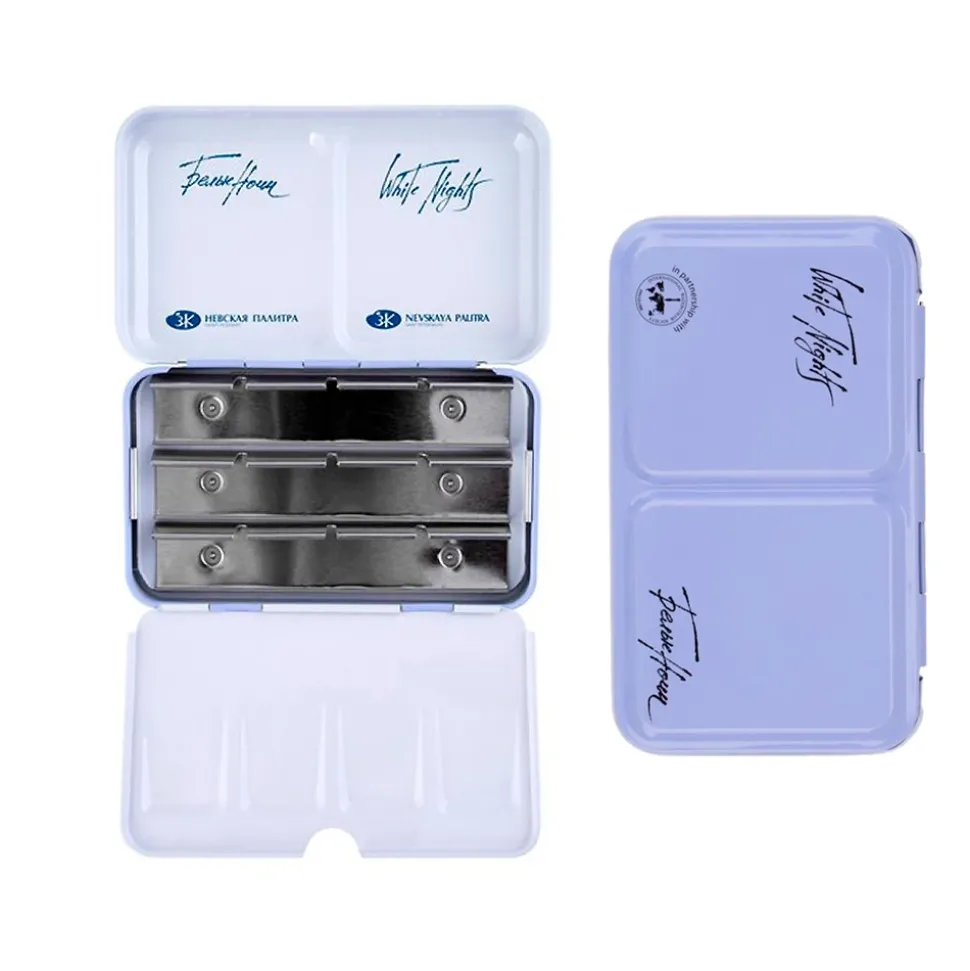 Caja vacía metálica 12 godets celeste White Nights